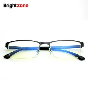 Brightzone Nou Model De Metal Jumătate Rim Lumina Albastră De Blocare Interior Calculator Ochelari De Optician Spectacol Cadru Simplu De Ochelari Ochelari