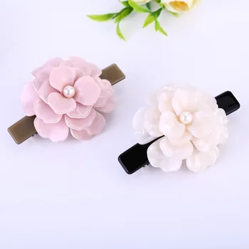 Buena Lux alb-roz floare Floare de Păr Bijuterii de Acetat de Celuloză flori agrafele de par Pearl Barrette Cadou Perfect SA028