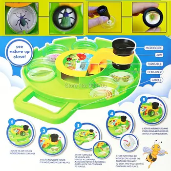 Bug Colectare,Amuzant Viewer Domeniul Jucărie set Microscop kit de știință inteligent jucarii Educative, Disc Rotativ,Șase Cupe