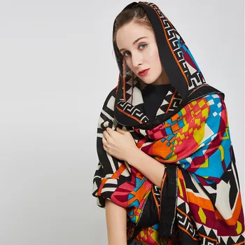 Cald Eșarfă de Moda Eșarfe și Șaluri Femei Cape Musulmane Hijab Pătură Carouri Eșarfă de Lână Eșarfă Poncho Fata Scut Brand de Lux