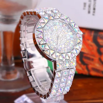 Calitate De Top Pentru Femei Ceasuri De Lux Din Oțel Complet Stras Ceas Lady Crystal Rochie Ceasuri De Aur Femei Cuarț Ceas