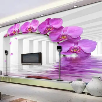 Camera de studiu Tapet în stil Modern, Violet Flori Personalizate 3D Dimensiune Fotografie Tapet de Fundal Stereoscopic picturi Murale de Perete de Hârtie