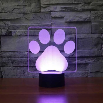 Catelus Lampa 3D Lumina de Noapte Urme de Labă de Câine Jucărie pentru Copii LED Touch Lampă de Masă 7 Culori Lumină Intermitentă Acasă Decorare Gratuit Dropship