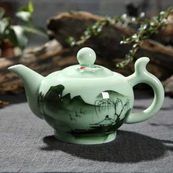 Celadon mână-pictat-set de ceai Kung Fu ceașcă de ceai ceainic set origine Chineză Jingdezhen ceramică ceai cutie de cadou