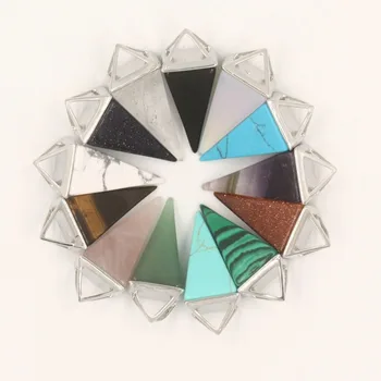 Cele Mai Noi Unisex Originale Quartz Triunghi Colorat Cristale Magice Punct De Vindecare Fațete Sus Pandantiv De Piatra Naturala De Căutare Fierbinte Jeweley