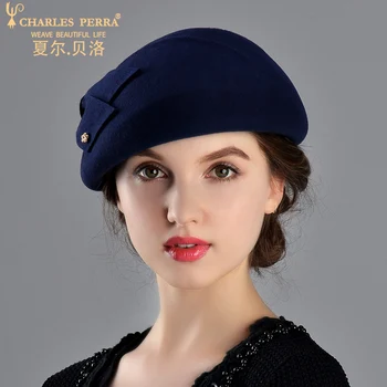 Charles Perra Femei de Moda Pălărie 2018 NOU Toamna Iarna Bereta Elegant Lady Fedoras Ține de Cald Casual Pălării de Lână Capace 5716