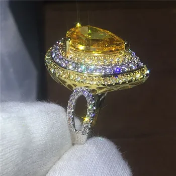 Choucong de sex Feminin Bijuterii de Lux Pere tăiat 5A zircon Cristal inel aur Alb umplut de Logodna Nunta Trupa Inele Pentru Femei bijoux