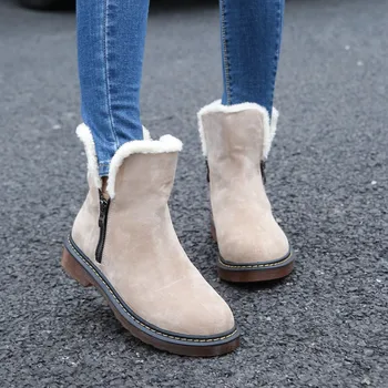 Cizme de zapada 2018 new fashion din piele femei cizme de iarnă de înaltă calitate de pluș cald glezna cizme pentru femei pantofi