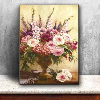 Clasic trandafir roz flori peisaj panza tiparituri ulei de tablou imprimat pe panza de casa de perete camera de decorare arta de poze