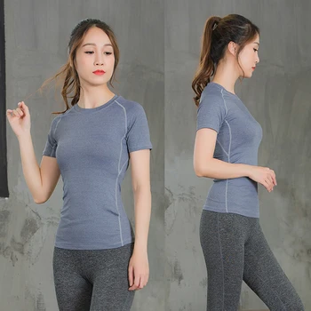 Clasic tricou de Compresie Yoga Colanti Femei T-shirt iute Uscat Maneci Scurte Execută Îmbrăcăminte de Fitness Femei de Funcționare Tricouri & Topuri