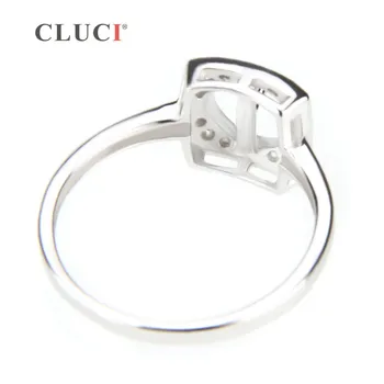 CLUCI 925 de argint sterlină femei perle bijuterii Pătrat inele accesorii de pus margele pe mai multe dimensiuni 6/7/8 de a alege