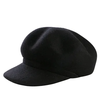 COKK lână Bereta de sex Feminin Pălării de Iarnă Pentru Femei Pompom Blană Atins Capac Plat Boina Doamnelor Fete Berete Capac Anglia Stil Pălărie Nouă
