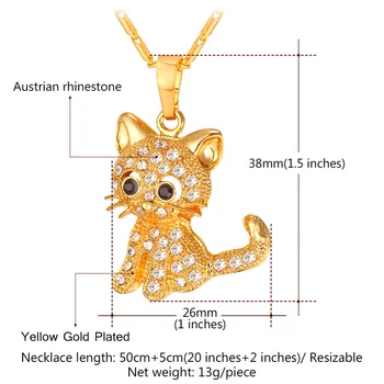 Collare Anime Cat Pandantiv De Aur/Argint Culoare Cristal Animal Stras Hello Kitty Pisică Colier Femei En-Gros De Bijuterii P016