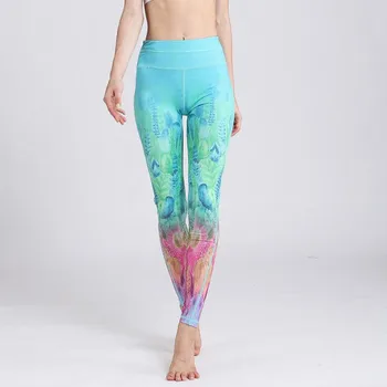 Colorat seria Yoga Jambiere Talie Mare de Imprimare Respira iute Uscat Pilates Funcționare Sport Ciorapi Jambiere Pantaloni Sport Pantaloni de Yoga