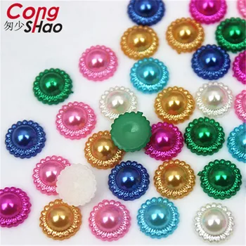 Cong Shao 1000pcs 9mm Rotunde Colorate flatback imitație pearl margele ABS Acrilic Rhinestone aplicatiile DIY costum Butonul CS619