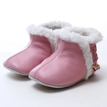 Copil piele, Cizme pentru Fată Băiat Roz Copilul Papuceii de Iarna Cizme de Zăpadă Baby Girl Cizme de Păr de Iepure Cald Pantofi pentru Copii Primul Pietoni