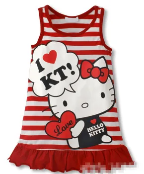 Copilul Fata Rochie de Vara Hello Kitty fără Mâneci Rochii de Drăguț Roz Și Roșu Costum 2-6y Pentru Fete Pincess Copii de Îmbrăcăminte de Primăvară