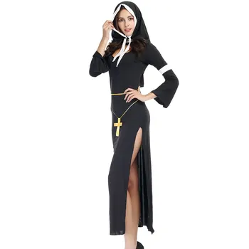 Costume de Halloween pentru Femei Fecioara Maria măicută Fantasia Adulto Cosplay Îmbrăcăminte Rochie Văl Cruce