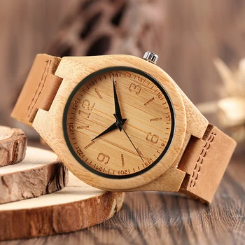 Creative Barbati din Lemn Ceas Analogic pentru Femei de Moda Ceas de mână pentru Femei din Piele Trupa Sport Reloj de madera