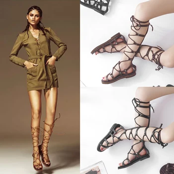 CuddlyIIPanda 2018 Vara De Design De Moda Sandale Romane Cross-Tie Sandale Gladiator Femeie Pantofi De Vara Nituri Sandalias Mujer