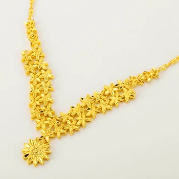 Culoare de aur Etiopian Seturi de Bijuterii Flori Mici de Colier/Cercei pentru Femei/Fete Arabi/Africani Bijuterii Cadouri Partid