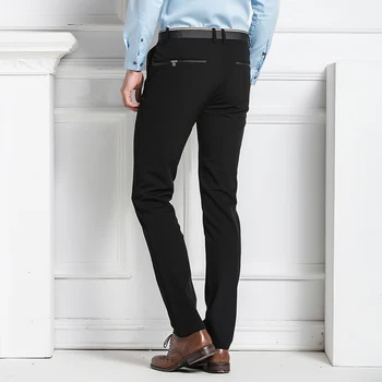 Culoare pură mică întindere bărbați pantaloni Bleumarin 28 30 32 34 36 38 moda om de afaceri pantaloni casual domn elegant
