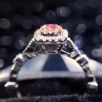 Culoare roz micro încrustat Cubic Zircon inel pătrat inele de nunta pentru femei alb-aur printesa de culoare inel de promisiune NOI dimensiuni de 5-10