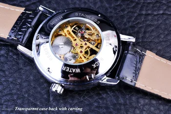 Câștigătorul 4 Inel Designer Analogic Transparent Caz Înapoi Ceasuri Barbati Brand De Lux Ceas Mecanic Skeleton Ceasuri Barbati Ceas