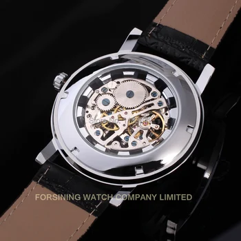 Câștigătorul ceas de ceas mecanic pentru barbati, negru din piele trupa transport gratuit WRG8006M3S2