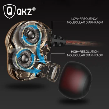 Căști Originale QKZ KD4 Căști Dual Driver Cu Microfon gaming headset mp3 DJ set cu Cască audifonos fone de ouvido auriculares