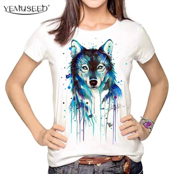 Dark Wolf Echipajul Gât T cămașă Femei Multi Harajuku Tipărite Tumblr tricou Topuri Blusa WMT259