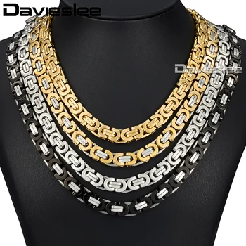 Davieslee Colier pentru Bărbați din Oțel Inoxidabil Lanț de Aur, Argint Negru Bizantin Lanț de Bijuterii Trendy DLKNM27
