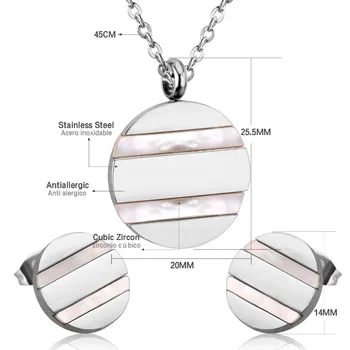 De Brand Nou De Aur/Argint Din Oțel Inoxidabil Shell Seturi De Formă Rotundă Set De Bijuterii De Moda,Gratuit Lanț