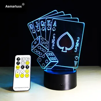 De la distanță Iluzia 3D Cărți de Poker Sau Atingeți de Control de Birou LED-uri de Masă Lumina de Noapte În 7 Culori Lampa Pentru Copil Prieten de Familie Cadou de Vacanță