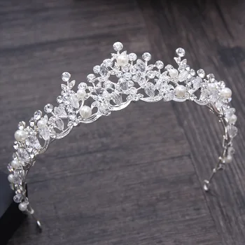 De Lux Elegant De Cristal Pearl Coroana De Mireasă Femeie, Diademe, Bijuterii De Păr Ornamente Hairwear Mireasa Benzi De Nunta Accesorii De Par