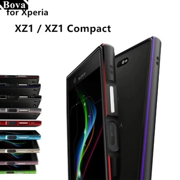 De lux Ultra Subțire-Șoc Dovada Caz de Protecție din aluminiu, Bara de protecție caz pentru Sony Xperia XZ1 Compact / XZ1 + 2 Film (1 Fata +1 Spate)