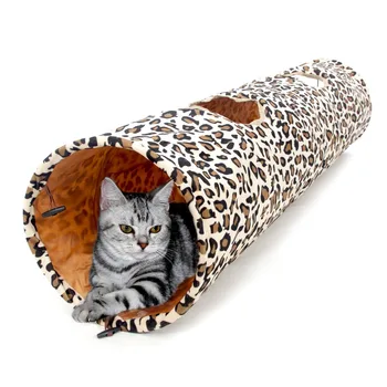 De Vânzare La Cald 1,25 M Produse Pentru Animale De Companie Pisica Tunel Leopard De Imprimare Sifonat Cat De Distractiv 2 Gauri Tunel Lung Jucării Pisoi Animale De Companie Joc De Trai Necesare