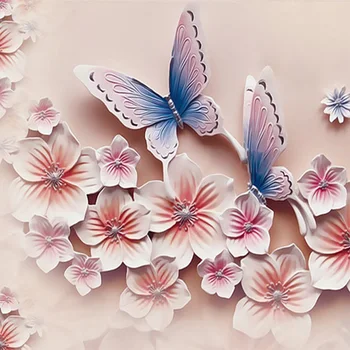 De înaltă Calitate Adânc Textura Relief 3D picturi Murale coreene Romantice Fluture Flori de Orhidee Tapet Living Home Decor 3D Fresco