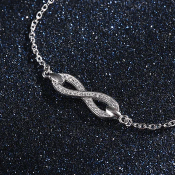 De înaltă Calitate de Argint 925 Link-ul Lanț cu Margele Brățară Zircon Cristal Farmecul Bratari Infinity pentru Femei Bijuterii de Nunta