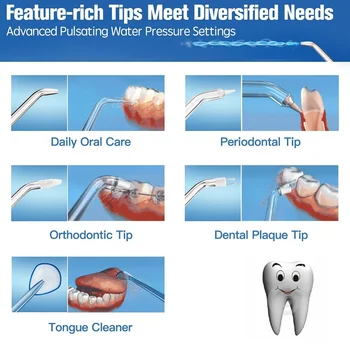 Dentare Apă ața dentară Jet - Irigator Oral cu 5 Sfat & 800ml Rezervor de Apă de Igiena Dentara pentru aparate dentare si Albirea Dintilor
