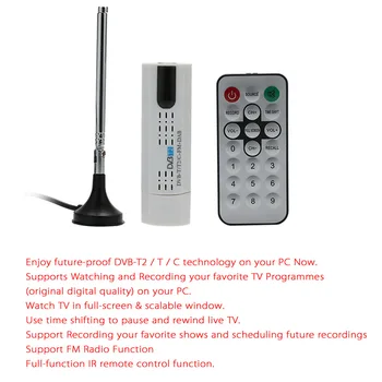 Digital DVB T2 USB TV Tuner Stick USB2.0 HDTV Receiver+ Antena + Control de la Distanță pentru DVB-T2, DVB-T, DVB-C,VHF-/banda UHF