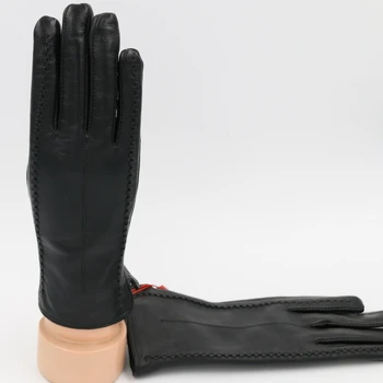 Din Piele mănuși de Moda de sex feminin mănuși din piele mănuși de Epocă femei Top Grad mănuși de iarnă bandă neagră design design