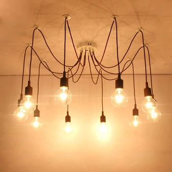 Dinastia de Artă Decorativă Pandantiv Lumini Colorate DIY Lampă de Agățat Aleatoare Plastic Mutli-Iluminat E27 Suport Spider Țesătură de Sârmă