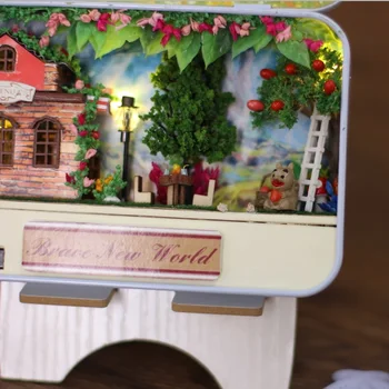 DIY Kit de Păpuși Jucării în Miniatură Model la Scară Puzzle din Lemn pentru Casa Papusa Unic Cutie Drăguț Casă de Jucărie Cu Mobilier pentru Cadou de Anul Nou