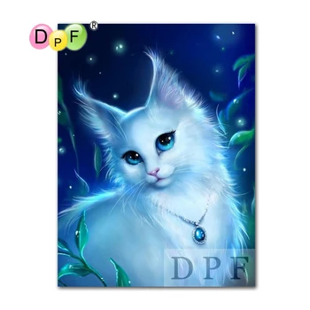 DPF Diamant Broderie Alb pisică Diamond Pictura cruciulițe stras lipite manual Mozaic Pătrat Complet 3D home decor