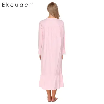 Ekouaer Elegant Solid Îmbrăcăminte De Noapte Pentru Femei Victoriene Maneca Lunga, Pijamale Dantela Mozaic Ciufulit Tiv Cămașă De Noapte Plus Dimensiune