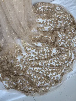 Elegant rochie de petrecere material argintiu francez net dantela tesatura din Africa tul plasă de dantelă material cu sclipici UN17(5yards/pc)