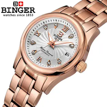 Elveția BINGER ceasuri Femei luxury18K aur Ceasuri de mana Mecanice completă din oțel inoxidabil rezistent la apa ceasul B-603L-9