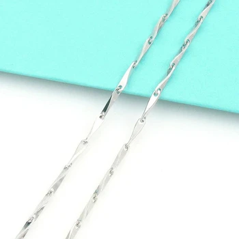 En-gros de Bijuterii de Argint Sterlină Argint Pur Bambus link-ul Lanț Colier Real Masiv 925 Sterling Silver 1.6 mm Link-ul de Lanțuri AJC002