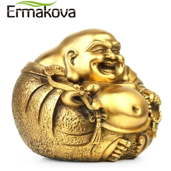 ERMAKOVA 5.5 cm sau 7 cm Alamă Fericit Buddha Figurina Râs Statuie Maitreya Buddha Zâmbind Fengshui Masina Acasa Decor de Birou